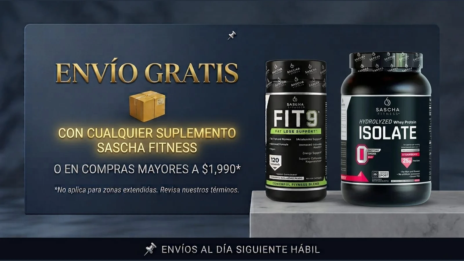 Envío gratis con cualquier suplemento Sascha Fitness